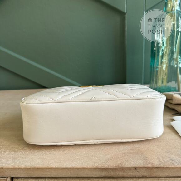 EUC Gucci Marmont Small Camera Bag White Gold HW Crossbody Bag - Picture 3 of 14